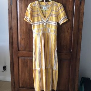 Dra long cotton yellow stripe Maxy dress xs